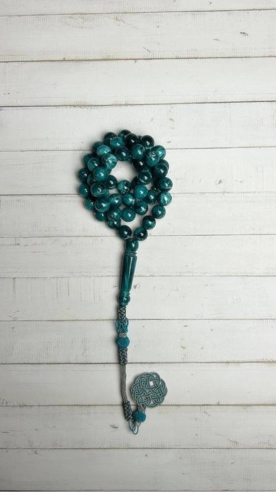 سبحة بكلايت أخضر زمردي – طربزونة نحاس مطلي فضة