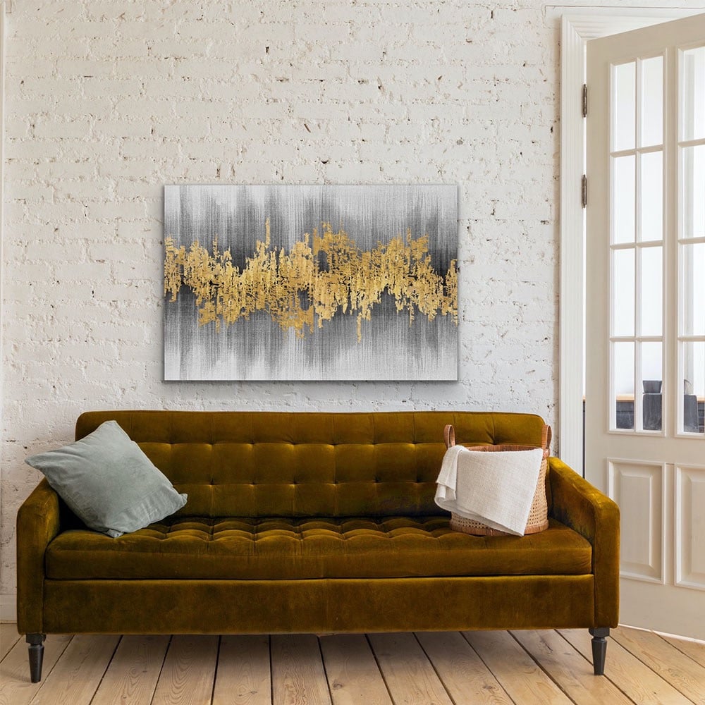 لوحة جدارية تجريدية أوراق رمادي وأبيض - 349