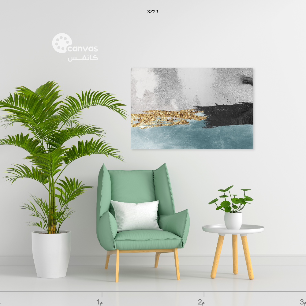 لوحة جدارية تجريدية أزرق ورمادي - 3723