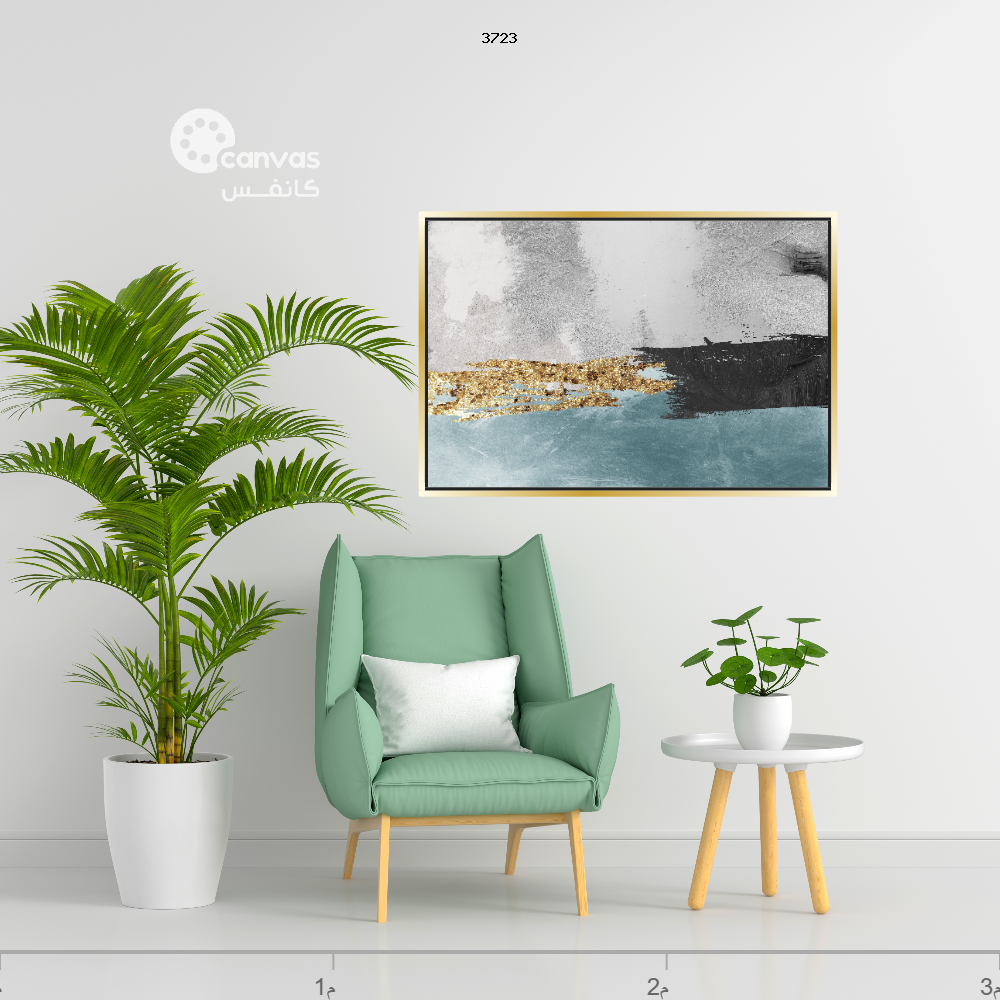 لوحة جدارية تجريدية أزرق ورمادي - 3723