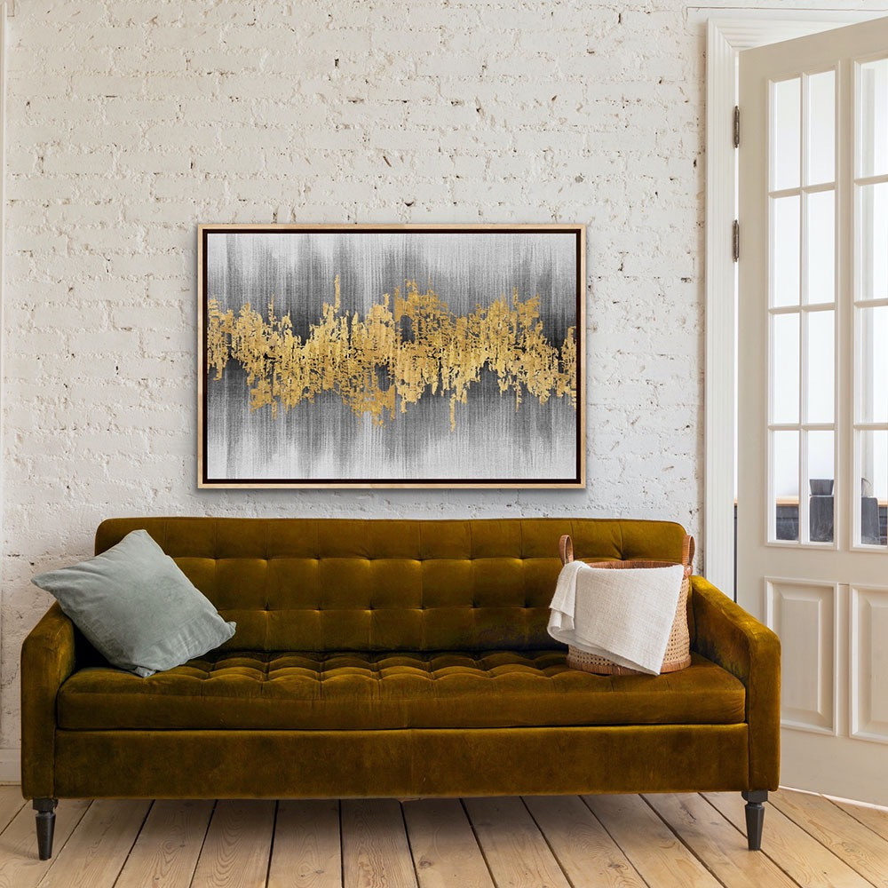 لوحة جدارية تجريدية أوراق رمادي وأبيض - 349