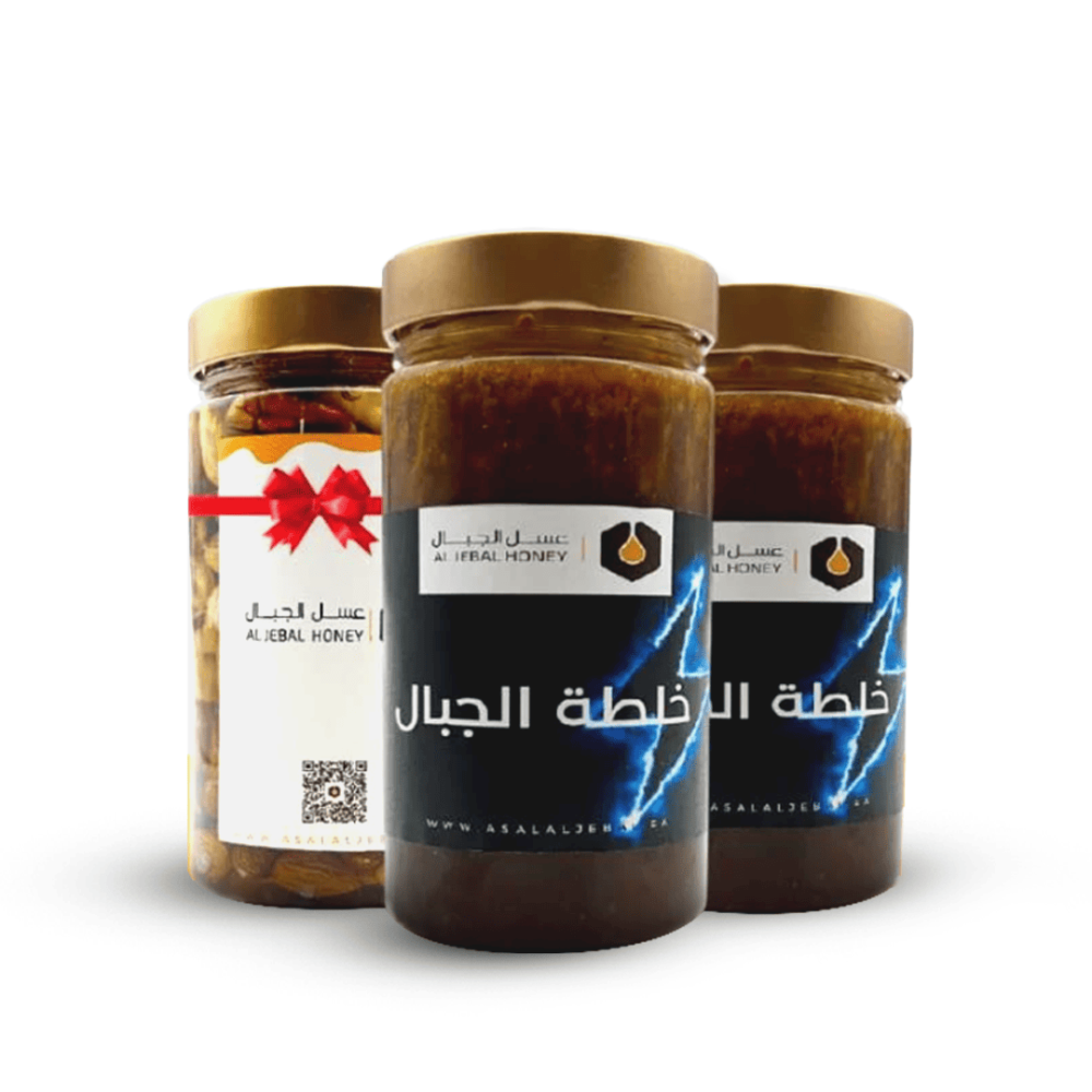 عبوتين خلطة وزن 500جرام + عبوة عسل  مكسرات نصف كيلو