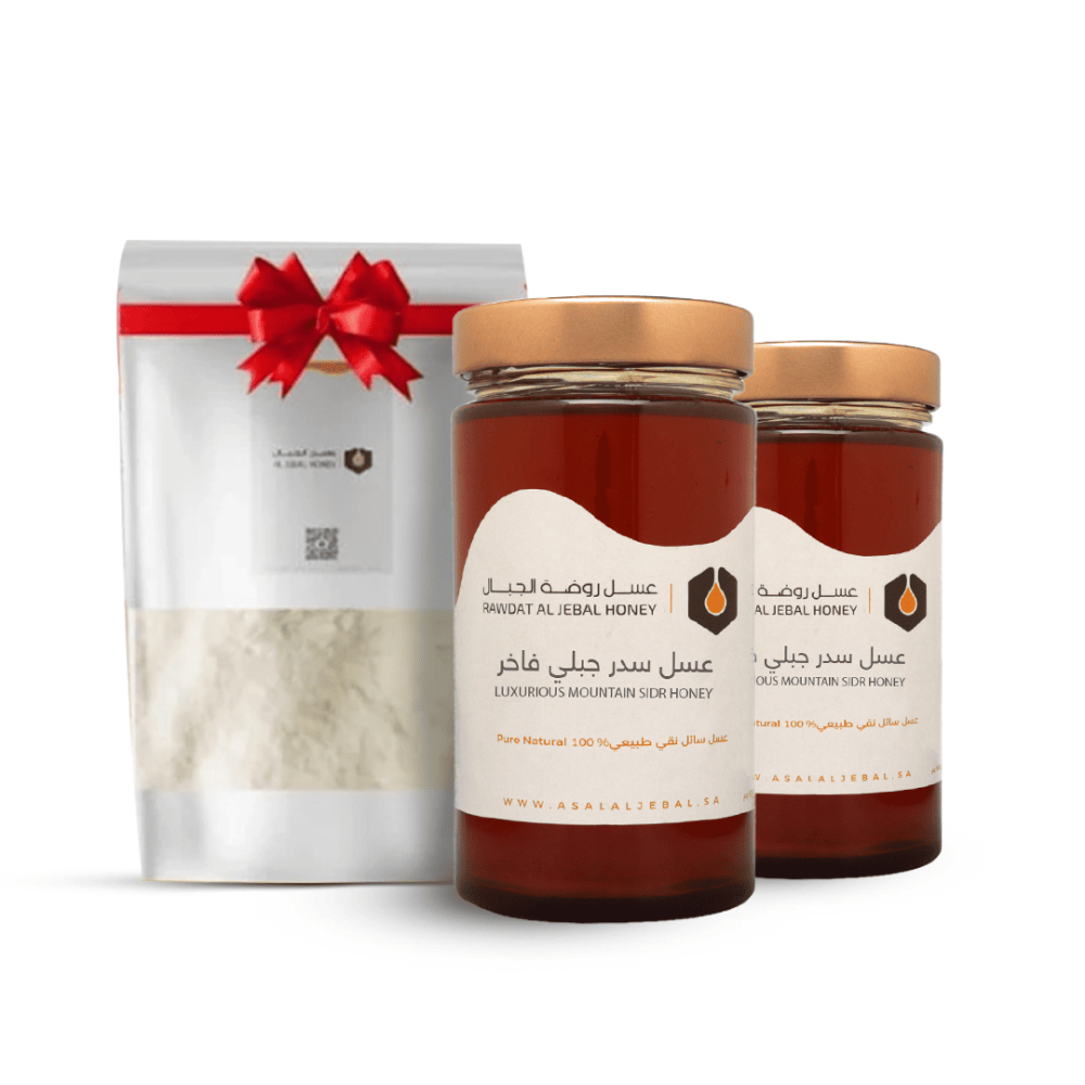 عبوتين عسل سدر جبلي وزن 500جرام + نص كيلو تلبينة نبوية (هدية)