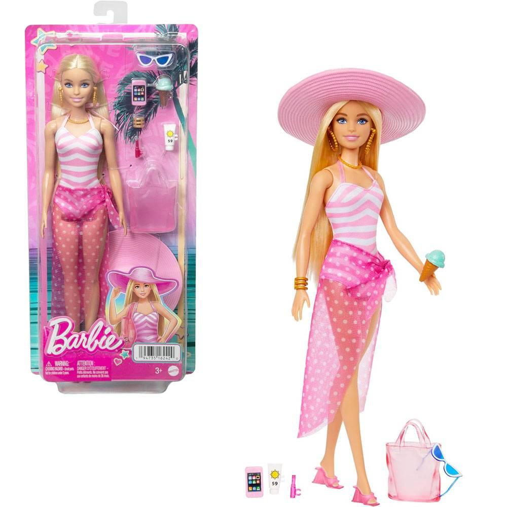 Barbie - Beach Doll , with Swimsuit and Beach-Themed Accessories