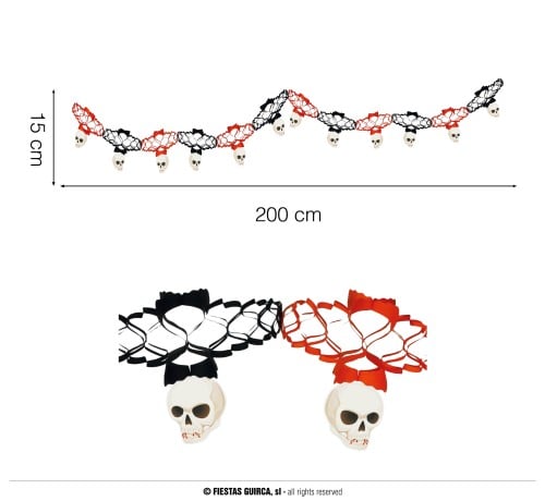 HALLOWEEN FANTASY GARLAND SKULL, 15X (19650)