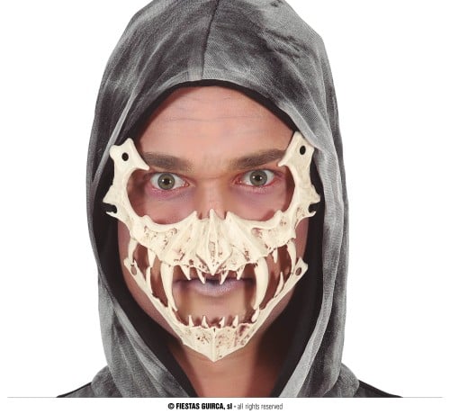 HALF MASK SKULL WITH FANGS, PVC (20016)