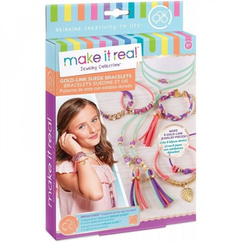 Make It Real Gold Link Suede Bracelets (1207)