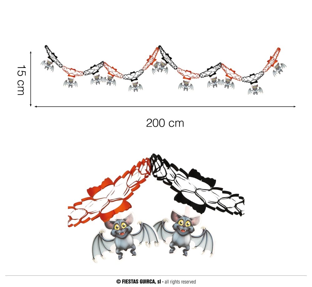 HALLOWEEN FANTASY GARLAND BAT,     15X20 (19651)