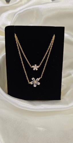 سلاسال مطلي ذهب لون فضي فصوص زيركون