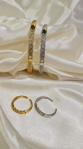 أسوارة مطلية ذهب مع خاتمها