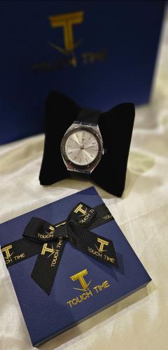 ساعة رجالى ربل لون أسود ماركة TOUCH TIME ضد الماء ضمان سنتين مع الملحقات