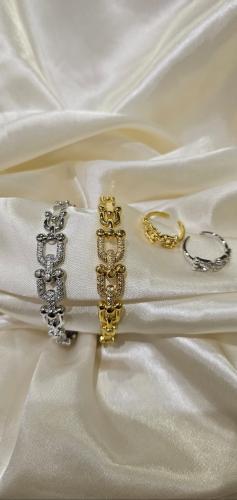 اسوارة مطلي ذهب مع خاتم تصميم ماركة تيفاني