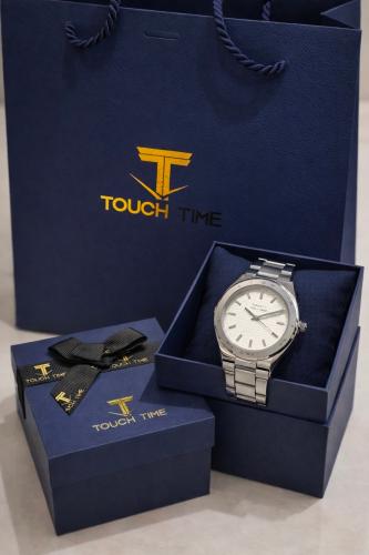 ساعة رجاليةماركة TOUCH TIME ضد الماء ضمان سنتين مع الملحقات