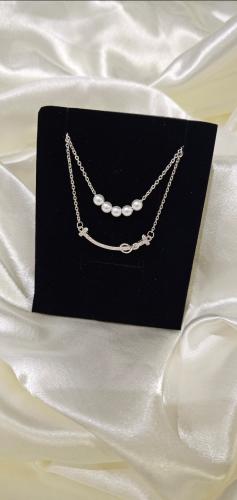 سلسال  مطلي ذهب فصوص زيركون لون فضي