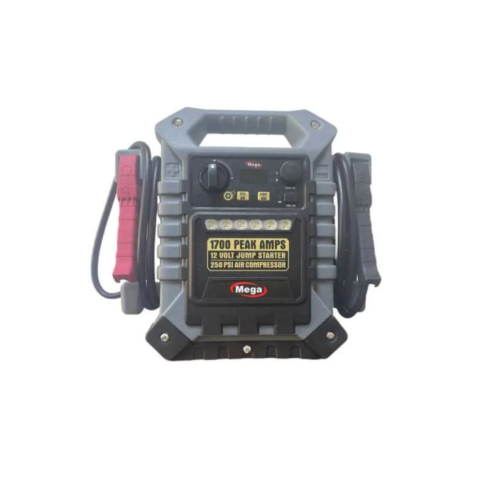 محطة طاقة احترافية Mega JS 5000 لتشغيل البطاريات 1700 أمبير + شاحن USB وضاغط هواء