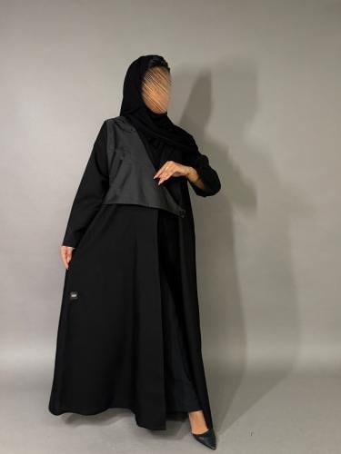 عباية سوداء ،رسمية مزينة بقماش اسود  . 1162