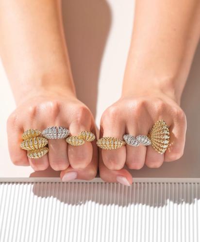 خاتم فضة عيار ٩٢٥ كولكشن ببلز الايطالي ذهبي