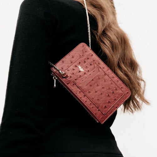 Maron bag, ostrich leather