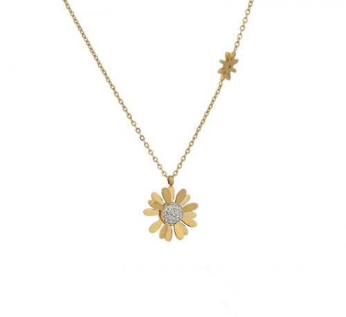 عقد من الفولاذ المقاوم للصدأ ، مطلي ذهبي