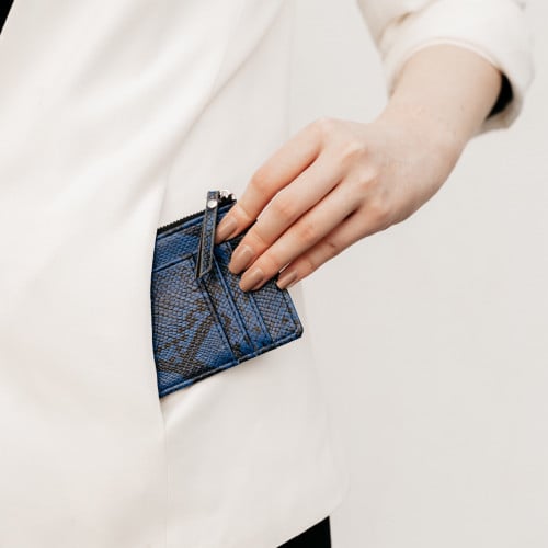Card holder,  PU Leather Snake / blue