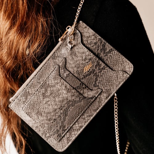 Gray python bag