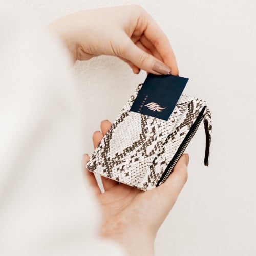 Card holder,  PU Leather Snake/ white