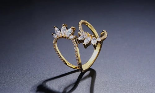 خاتم فضة عيار 925 ( ذهبي )