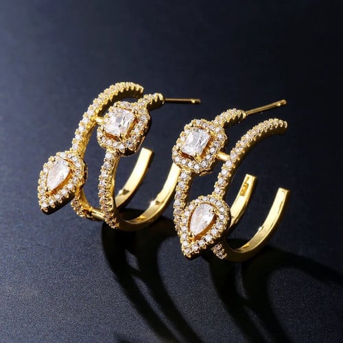 حلق انيق فضة عيار 925 ( ذهبي )