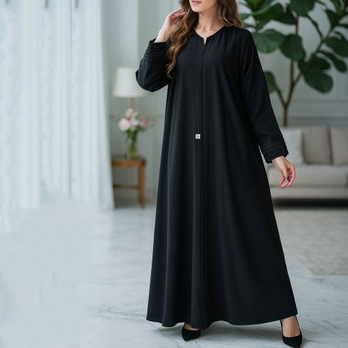 عباية سوداء سادة بسحاب - B4 -