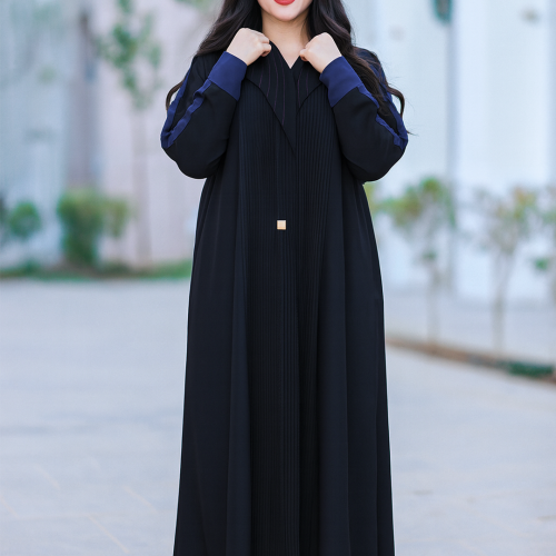 عباية سوداء ناعمة مقفلة  - T1 -