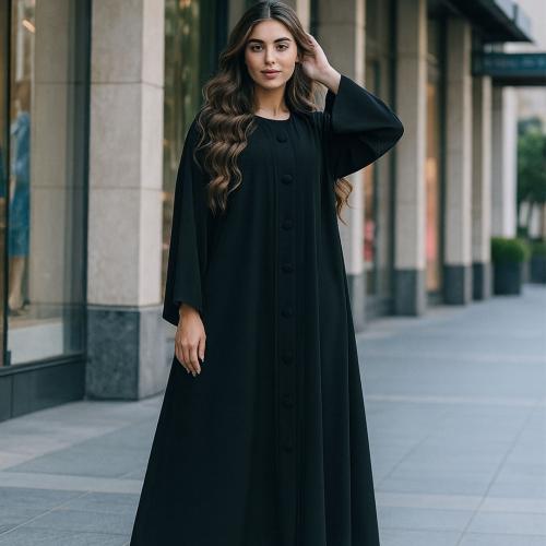 عباية مقفلة سوداء - E44 -