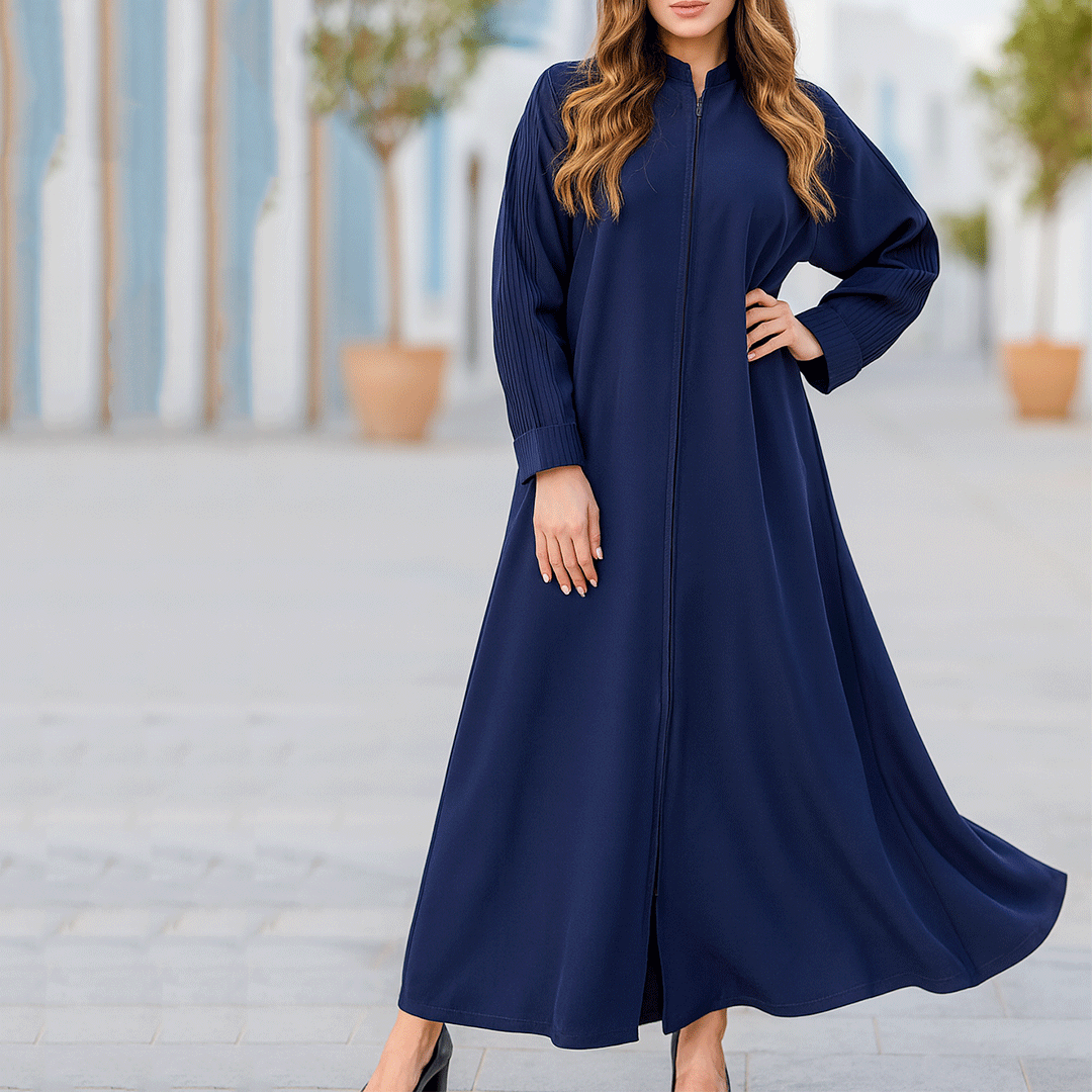 عباية كحلية بسحاب سادة - E1 -