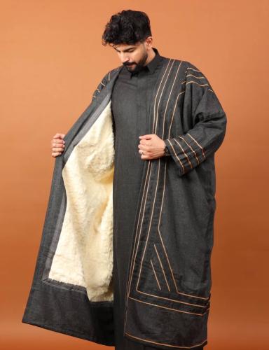 فروة رجالية مخمل قماش سليكاء