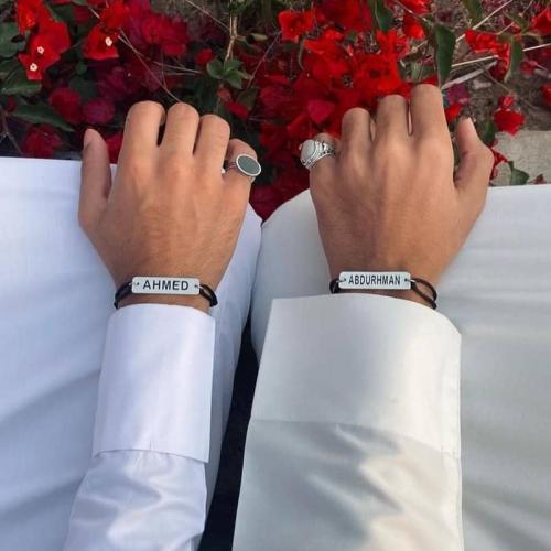 اسوارة رجالي تصميم بالاسم فضة خالص عيار 925