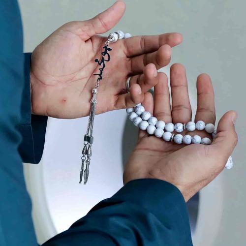 سبحة رجالية إكسسوارات رجالية فضة بالاسم