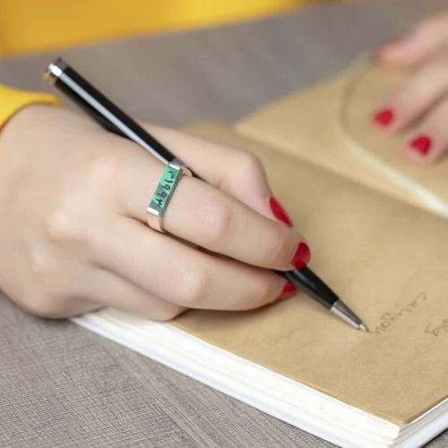 خاتم ملكي نسائي فضة بالاسم او التاريخ - متجر رومكس