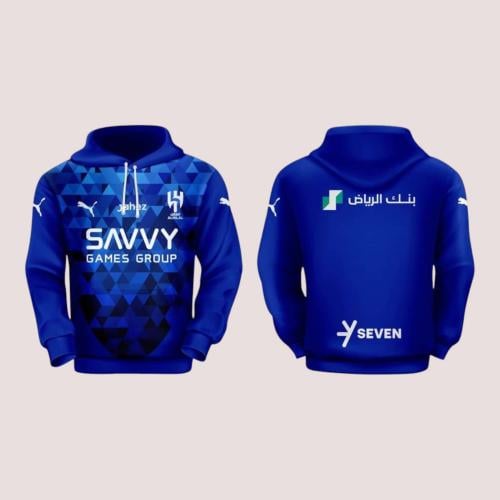 بلوفر نادي الهلال الأزرق مع طباعة الاسم - للرجال والنساء