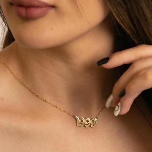 سلسال نسائي بتاريخ الميلاد لون ذهبي