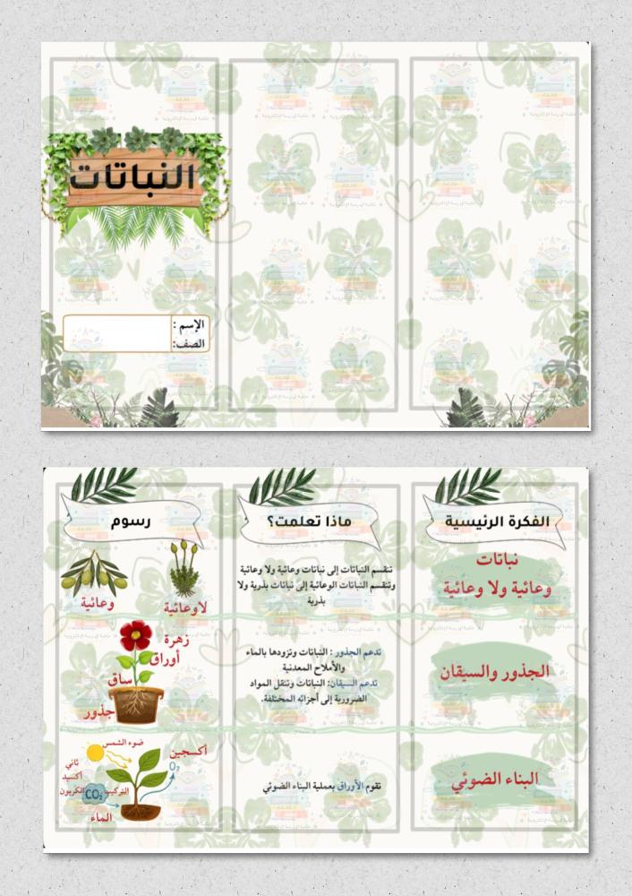 مطوية النباتات ( علوم ) خامس ابتدائي