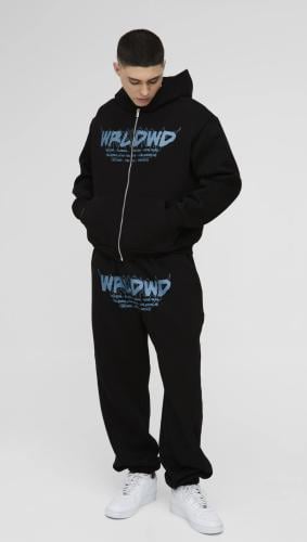Worldwide black tracksuit (jacket +pants)