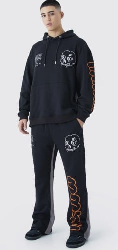 Skull black and orange tracksuit