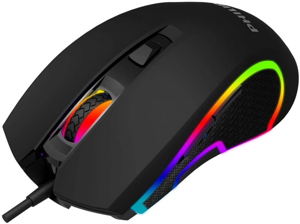 rely Anesthetic Miles PHILIPS Gaming Mouse | RGB “Living Light” FX | 1000Hz Polling, 1200-6400 DPI  | High-Performance Wired Optical USB Mouse Sensor w/ 5 Programmable Buttons  (SPK9413) - Sniper Games