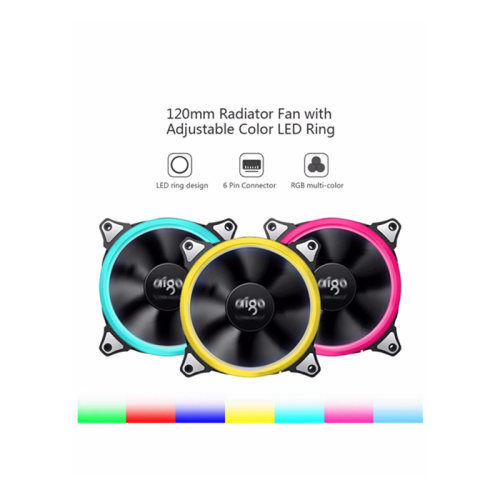 مروحة AIGO 120M RGB – تبريد مثالي مع إضاءة جذابة