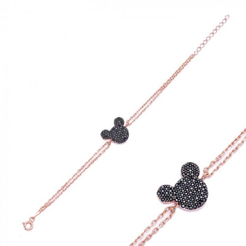 أساور ميكي البرونزية مزينة بالكريستال الأسود -من مجموعة نفيس هدايا مجوهرات هدية نسائية فاخرة 1977