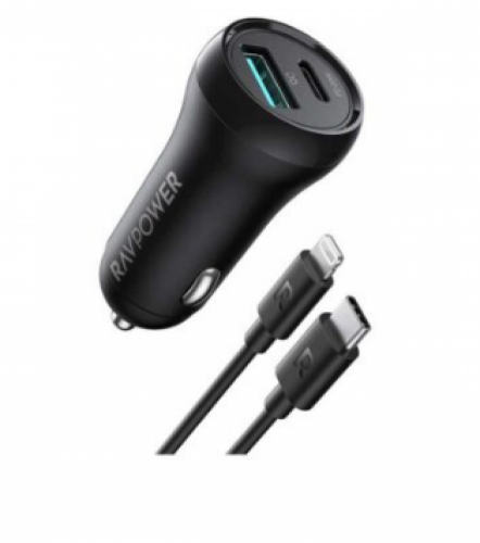فيش سياره بمنفذ pd ومنفذ usb بقوة 38 واط مع كيبل ا...