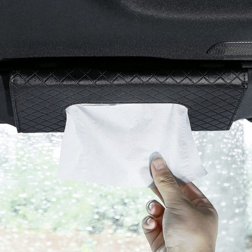 حقيبة فاخرة لتخزين المناديل-أسود - اكسسوارات سيارات ملائم