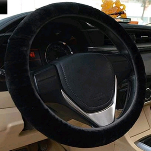 غطاء عجلة القيادة فرو -أسود - زينة للسيارة متجر ملائم
