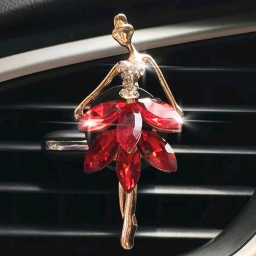 زينة ومعطر سيارة بمشبك فتاة الباليه اللامعة-أحمر - اكسسوارات سيارات