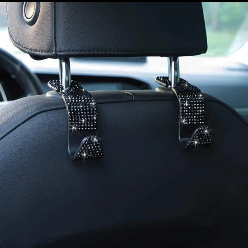 علاقة لمقعد السيارة بحجر الراين-أسود - اكسسوارات سيارات نسائية