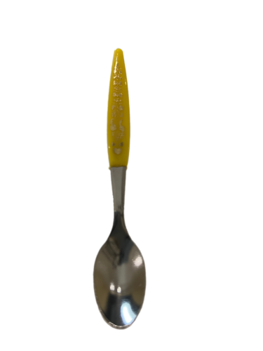 A yellow Bakhlaite spoon with engravings